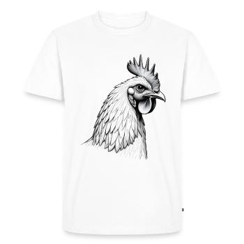 Chicken Black White Outfit Animal Motif Art Chickens - Men's Premium Organic T-Shirt - white - Front - Nico (187cm)