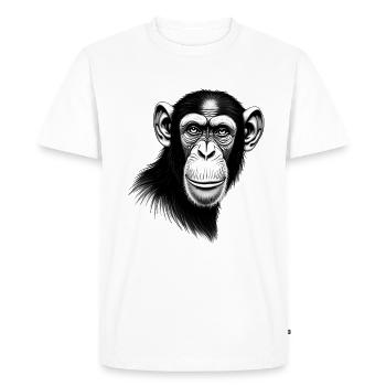 Chimpanzé Noir Blanc Tenue Motif Animalier Art - T-shirt Premium bio Homme - blanc - Devant - Nico (187cm)
