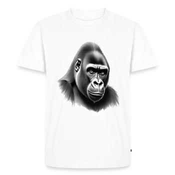 Gorille Noir Blanc Tenue Motif Animalier Art - T-shirt Premium bio Homme - blanc - Devant - Nico (187cm)