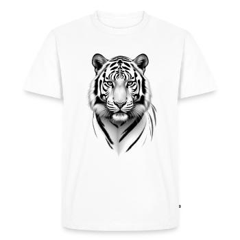Tigre Noir Blanc Tenue Motif Animal Art Tigre - T-shirt Premium bio Homme - blanc - Devant - Nico (187cm)