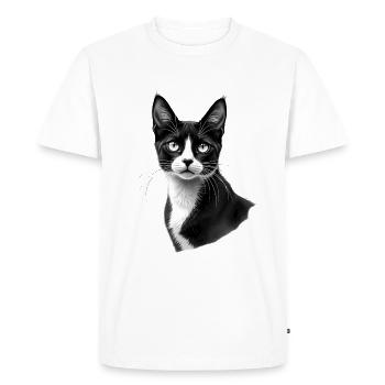 Chat Noir Blanc Tenue Motif Animal Art Chats - T-shirt Premium bio Homme - blanc - Devant - Nico (187cm)