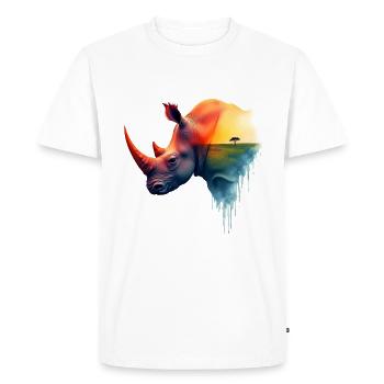 Rhino Art Artwork Watercolor Forest Rhino - Men's Premium Organic T-Shirt - white - Front - Nico (187cm)