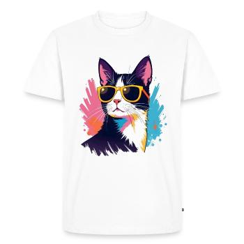 Cat Art Artwork Pop Art Cats - Men's Premium Organic T-Shirt - white - Front - Nico (187cm)