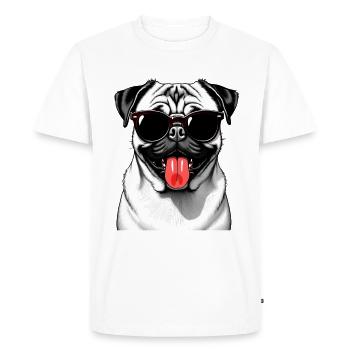 Pug with sunglasses dog animal motif funny - Men's Premium Organic T-Shirt - white - Front - Nico (187cm)
