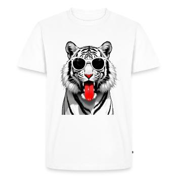Tigre avec lunettes de soleil motif animal drôle de tigre - T-shirt Premium bio Homme - blanc - Devant - Nico (187cm)