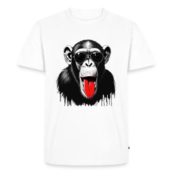 Chimpanzee monkey animal motif funny monkey - Men's Premium Organic T-Shirt - white - Front - Nico (187cm)