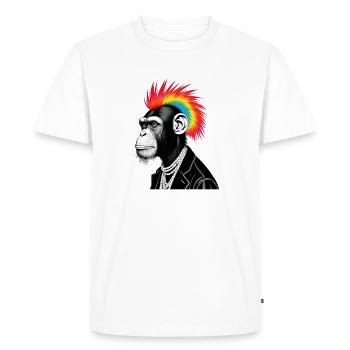 Chimpanzee Punk Punk is not Dead funny monkey - Men's Premium Organic T-Shirt - white - Front - Nico (187cm)