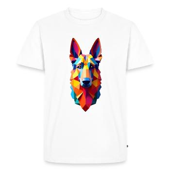 German Shepherd Polygon Dog Animal Motif Art Dogs - Men's Premium Organic T-Shirt - white - Front - Nico (187cm)