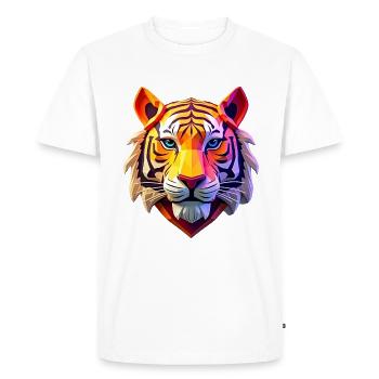 Tigre Polygone Grand Chat Motif Animalier Art Tigre - T-shirt Premium bio Homme - blanc - Devant - Nico (187cm)