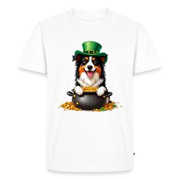 Border Collie St. Patrick's Day Outfit Dogs - Men's Premium Organic T-Shirt - white - Front - Nico (187cm)
