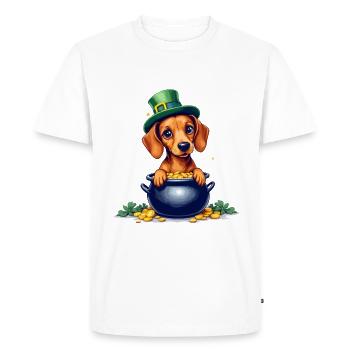 Dachshund St. Patrick's Day Outfit Dogs - Men's Premium Organic T-Shirt - white - Front - Nico (187cm)