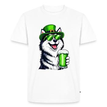 Husky St. Patrick's Day Beer Outfit Dogs - Men's Premium Organic T-Shirt - white - Front - Nico (187cm)