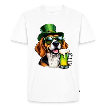 Beagle St. Patrick's Day Beer Outfit Dogs - Men's Premium Organic T-Shirt - white - Front - Nico (187cm)