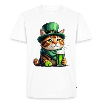 Chat St. Patrick’s Day Bière Tenue Chats - T-shirt Premium bio Homme - blanc - Devant - Nico (187cm)