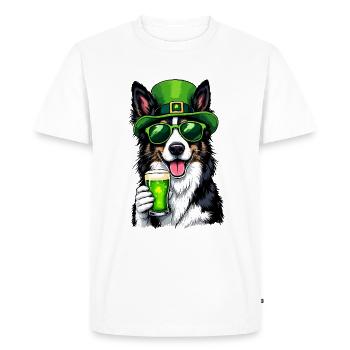 Collie St. Patrick's Day Beer Outfit Dogs - Men's Premium Organic T-Shirt - white - Front - Nico (187cm)