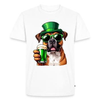 Boxer St. Patrick's Day Beer Outfit Dogs - Men's Premium Organic T-Shirt - white - Front - Nico (187cm)