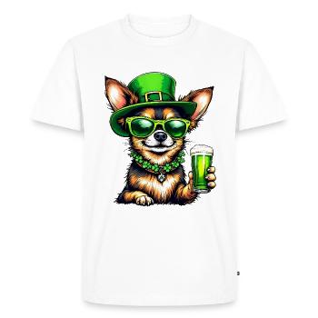 Chihuahua St. Patrick's Day Beer Outfit Dogs - Men's Premium Organic T-Shirt - white - Front - Nico (187cm)