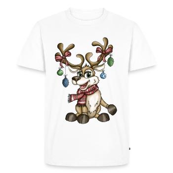 Reindeer Rudi version 2 - Men's Premium Organic T-Shirt - white - Front - Nico (187cm)