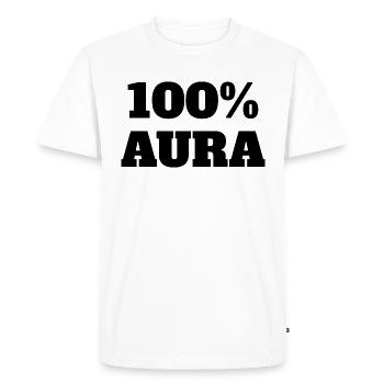 100% Aura Level Points Humor Meme Aura - Men's Premium Organic T-Shirt - white - Front - Nico (187cm)