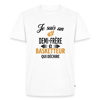 je suis basketteur qui déchire et demi-frère - T-shirt Premium bio Homme - blanc - Devant - Nico (187cm)