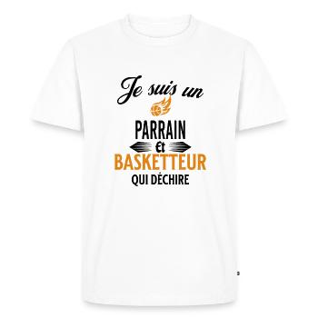 je suis basketteur qui déchire et parrain - T-shirt Premium bio Homme - blanc - Devant - Nico (187cm)