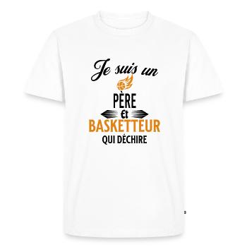 je suis basketteur qui déchire et père - T-shirt Premium bio Homme - blanc - Devant - Nico (187cm)