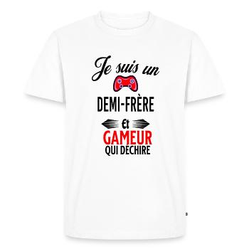 je suis gameur qui déchire et demi-frère - T-shirt Premium bio Homme - blanc - Devant - Nico (187cm)