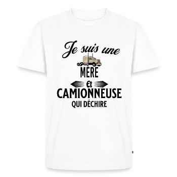 je suis camionneuse qui déchire et mère - T-shirt Premium bio Homme - blanc - Devant - Nico (187cm)