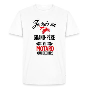 je suis motard qui déchire et grand-père - T-shirt Premium bio Homme - blanc - Devant - Nico (187cm)