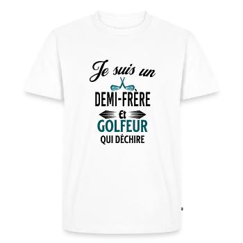 je suis golfeur qui déchire et demi-frère - T-shirt Premium bio Homme - blanc - Devant - Nico (187cm)