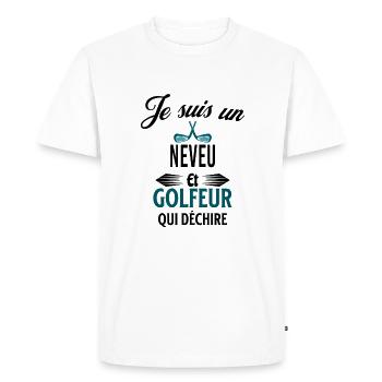 je suis golfeur qui déchire et neveu - T-shirt Premium bio Homme - blanc - Devant - Nico (187cm)