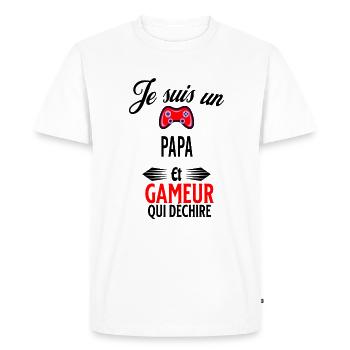 je suis gameur qui déchire et papa - T-shirt Premium bio Homme - blanc - Devant - Nico (187cm)