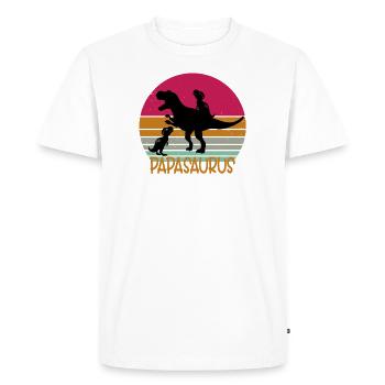 papasaurus rex dinosaur trex papa gift - Men's Premium Organic T-Shirt - white - Front - Nico (187cm)