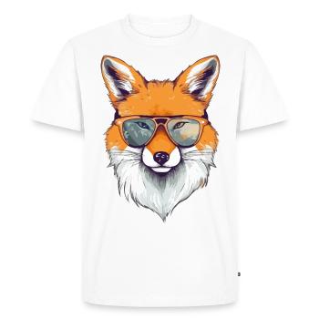 Pit le renard à lunettes - T-shirt Premium bio Homme - blanc - Devant - Nico (187cm)