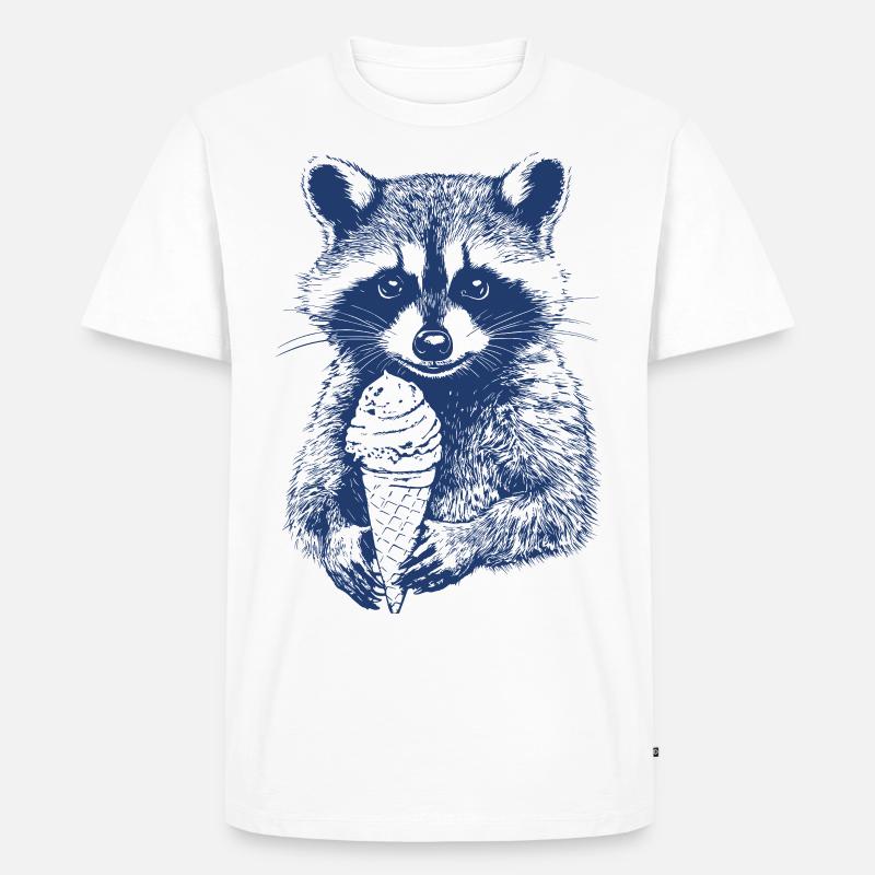 Waschbär mit Eiscreme - Männer Premium Bio T-Shirt - Weiß