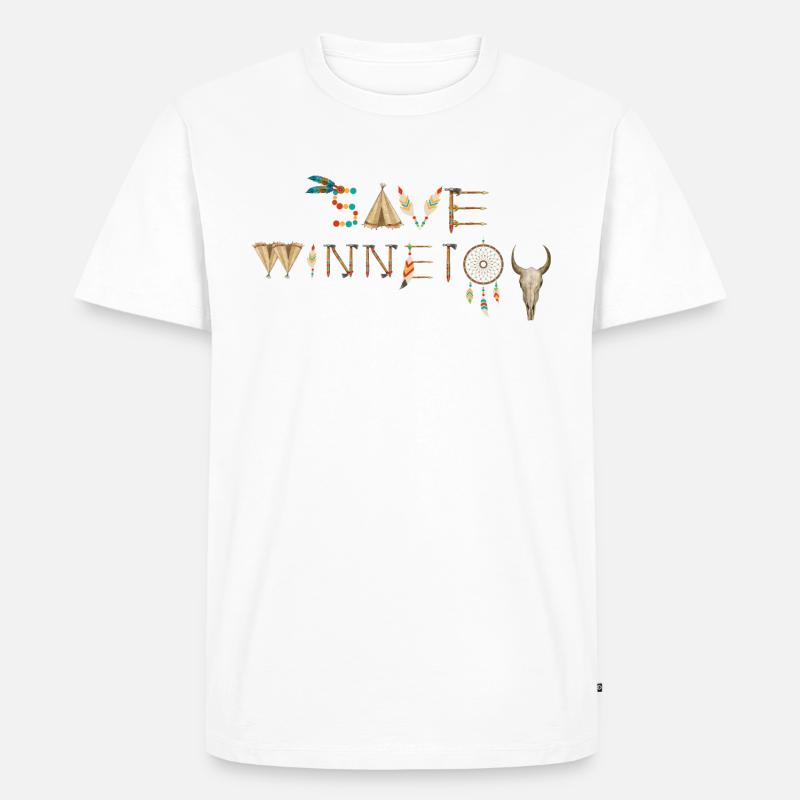save winnetou,winnetou,indianer,Federn,Traumfänger - Männer Premium Bio T-Shirt - Weiß
