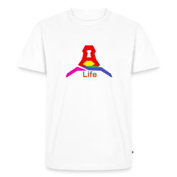 Life, Wiltsch, Durable, Effronté, Drôle, Cool - T-shirt Premium bio Homme - blanc - Devant - Nico (187cm)