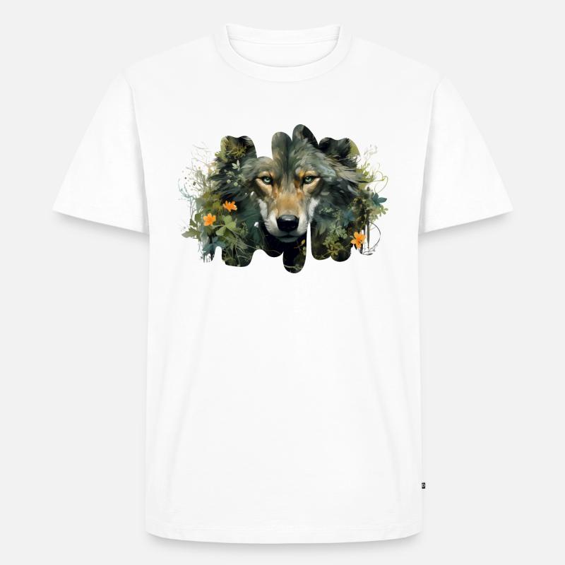 Wolf - Männer Premium Bio T-Shirt - Weiß