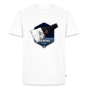 Space Race Series: GEMINI (Large print) - Men's Premium Organic T-Shirt - white - Front - Nico (187cm)