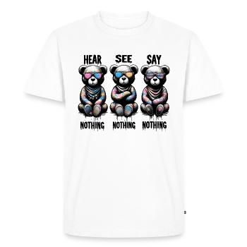 Hear See Say Nothing - Men's Premium Organic T-Shirt - white - Front - Nico (187cm)