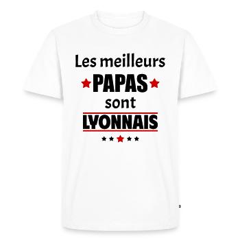 Les meilleurs papas sont lyonnais, fête des pères - T-shirt Premium bio Homme - blanc - Devant - Nico (187cm)