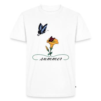 Papillons d'été - T-shirt Premium bio Homme - blanc - Devant - Nico (187cm)