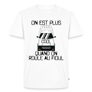 On est Plus Cool Quand on Roule au Fioul - T-shirt Premium bio Homme - blanc - Devant - Nico (187cm)