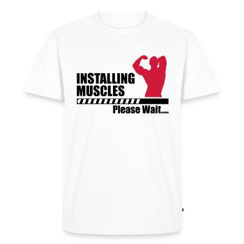 Installing Muscle - Funny gym - Men's Premium Organic T-Shirt - white - Front - Nico (187cm)