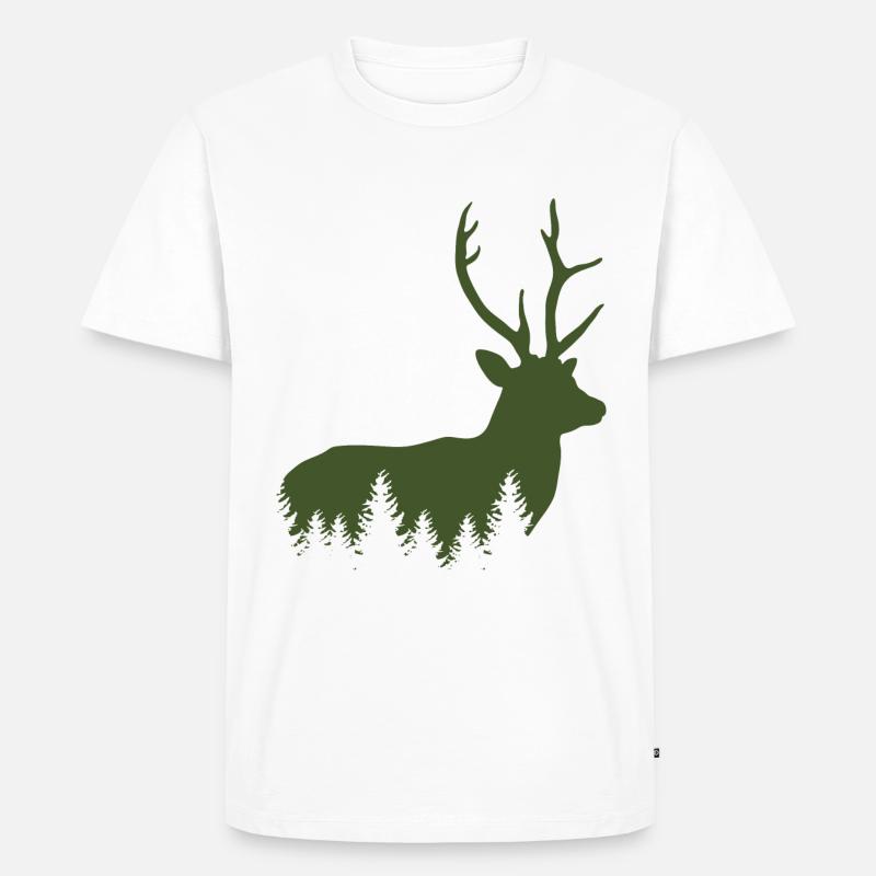 Jäger Bergsteiger Wanderer Hirsch - Männer Premium Bio T-Shirt - Weiß