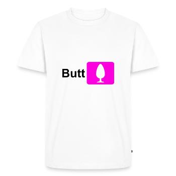 Butt Plug Icon Pink (for light background) - Men's Premium Organic T-Shirt - white - Front - Nico (187cm)