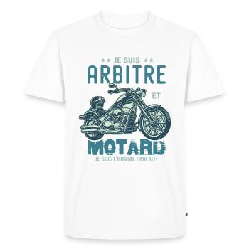 motard le meilleur arbitre le meilleur - T-shirt Premium bio Homme - blanc - Devant - Nico (187cm)