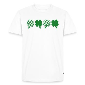 Trèfle Damier Fête Saint Patrick - T-shirt Premium bio Homme - blanc - Devant - Nico (187cm)