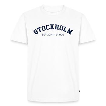 Stockholm Suède Coordonnées GPS Carte Randonnée - T-shirt Premium bio Homme - blanc - Devant - Nico (187cm)