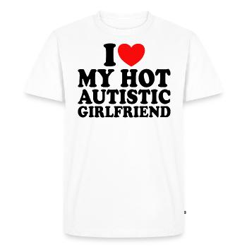 Adore Ma Copine J'aime Ma Petite Amie Autiste - T-shirt Premium bio Homme - blanc - Devant - Nico (187cm)